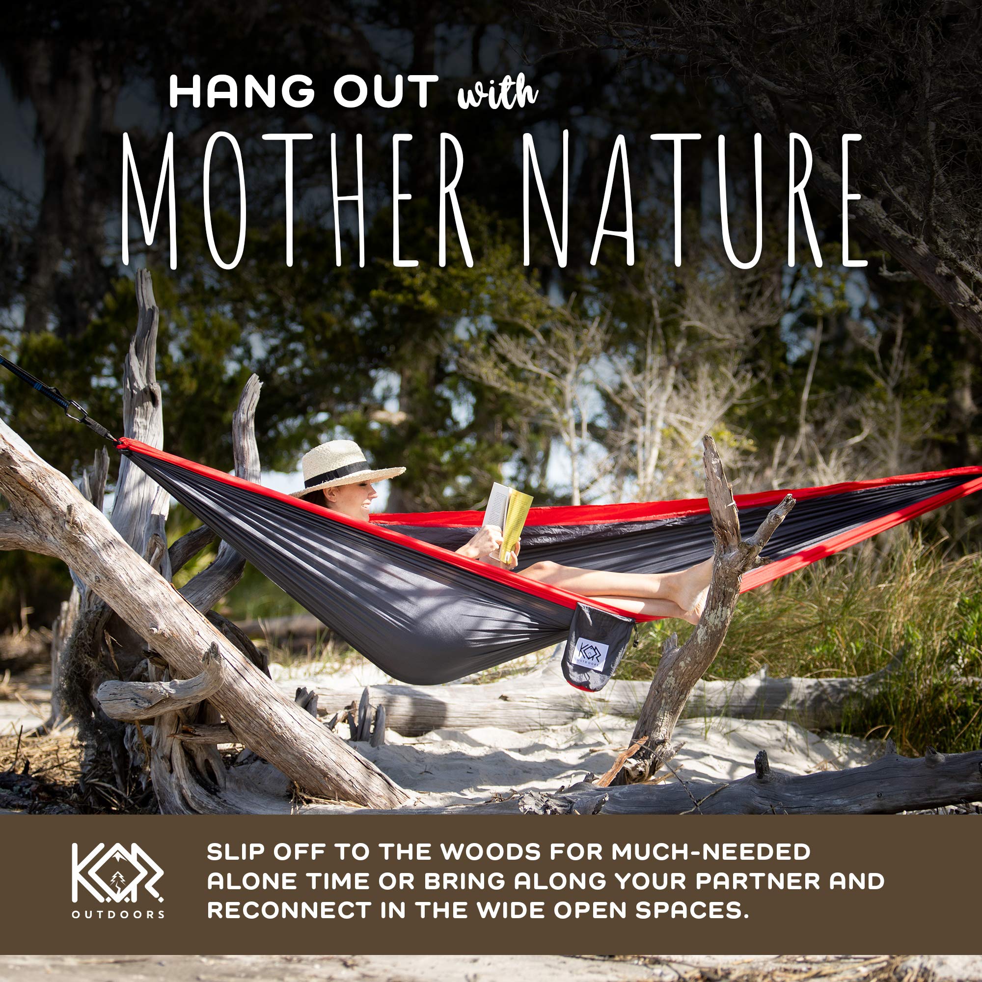 Tree Camping Hammock for Outdoors – Lightweight Double Hammock with 2 Tree Straps, 2 Carabiners and Stuff Sack – 210T Parachute Nylon Triple Stitched to Support 500 lbs for Backpacking and Hiking