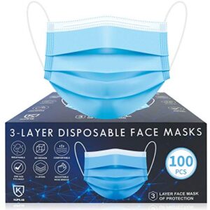disposable face masks, 100 pac face mask disposable mask-blue