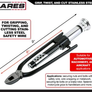 ARES 10009-6-inch Reversible Wire Twister Pliers - Auto Return - Untwist Tool can Grip, Twist, and Cut Stainless Steel Safety Wire on Vehicles, Machinery, and Aircraft