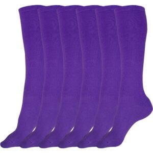 judanzy 3 pairs of boys and girls solid knee high uniform socks for school, soccer, football, afo etc. (10-15 years (shoe size 5-8), purple)