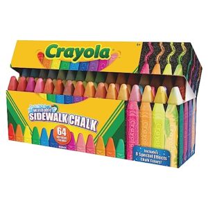 crayola® washable sidewalk chalk, assorted colors, pack of 64 pieces