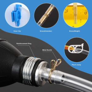 Siphon Hand Pump Manual Fuel Transfer Pump Siphon Hose for Gas Gasoline Petrol Diesel Oil Liquid Water Fish Tank with Durable PVC Hoses,Portable Widely Use