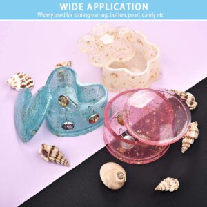 Box Resin Molds Silicone, 4 Pcs Jewelry Epoxy Mold Sets with Heart Shape, Hexagon, Square and Flower for Storing Earrings, Rings, Coins, Keys or Making Flower Pot, Ashtray, Pen & Candle Holder