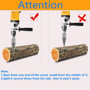 Removable Firewood Log Splitter Drill Bit, Wood Splitter Drill Bits,Heavy Duty Drill Screw Cone Driver for Hand Drill Stick-hex+Square+Round (32MM)