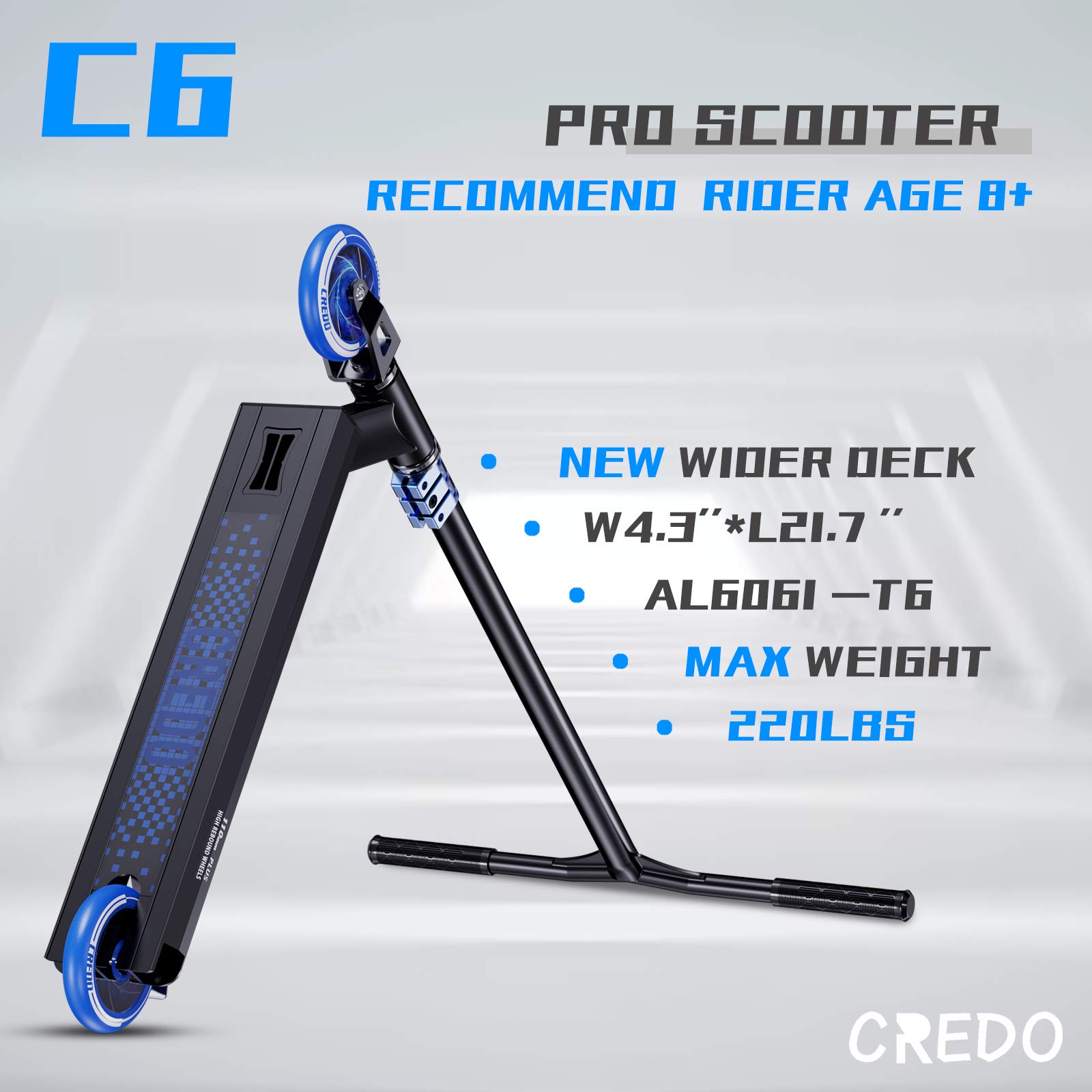 CREDO STREET Stunt Scooter Pro Scooter-Trick Scooter-Designed for Boys and Girls-Freestyle Scooter Perfect for 8+ and Suitable for Riders of All Levels (C6 Black/Silver)