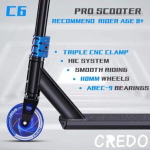 CREDO STREET Stunt Scooter Pro Scooter-Trick Scooter-Designed for Boys and Girls-Freestyle Scooter Perfect for 8+ and Suitable for Riders of All Levels (C6 Black/Silver)