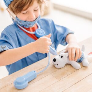 Melissa & Doug Veterinarian Role-Play Costume Set (Frustration-Free Packaging) - Kids Vet Costume Pretend Play Dress-Up Blue Large