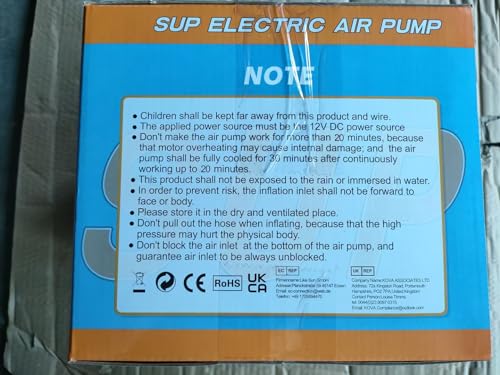 Rechargeable Sup Air Pump Electric Portable, 16PSI 12V with Battery, Stand Up Paddle Board Electric Pump Inflator/Deflator-Portable Air Compressor for Paddle Boards,Boat,Kayak