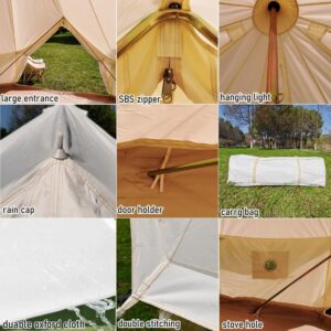 Latourreg Outdoor Luxury Waterproof 3M/4M/5M/6M Oxford Bell Tent with Zipped Detachable Groundsheet (White Oxford Cloth, 4M Bell Tent)
