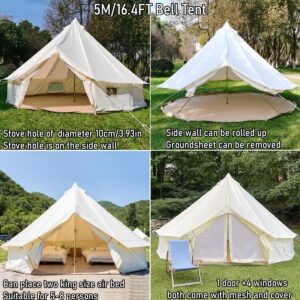 Latourreg Outdoor Luxury Waterproof 3M/4M/5M/6M Oxford Bell Tent with Zipped Detachable Groundsheet (White Oxford Cloth, 4M Bell Tent)