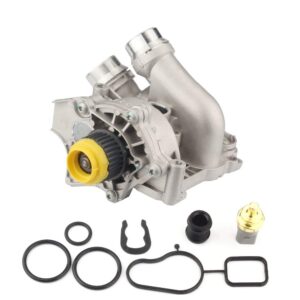 dasbecan aluminum electric engine water pump assembly replaces# 06h121026cq 06h121026ab compatible with audi a3 a4 a5 a6 q3 q5 tt vw beetle cc eos gti jetta passat tiguan 2.0l 2.0t