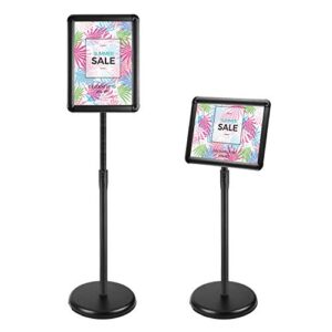jiuye 8.5x11inch floor standing sign holder,height adjustable pedestal poster sign stand,360° swivel front snap open poster frame for displaying notice/sign/advertisement,black