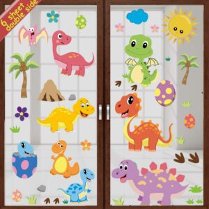 diyasy 90 pcs dinosaur window decals for kids room window decoration,dino removable window clings stickers for boy and nursery room decor.