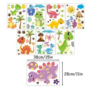 DIYASY 90 Pcs Dinosaur Window Decals for Kids Room Window Decoration,Dino Removable Window Clings Stickers for Boy and Nursery Room Decor.