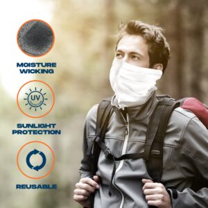 ARMORAY Face Mask Washable & Reusable Balaclava Neck Gaiter - Sun Protection Bandana Scarf Masks for Men & Women Hiking Fishing (WHITE)