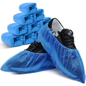 disposable shoe covers disposable waterproof slip resistant shoe covers 100 packs(50 pairs) fits up to size 11 us men and 13 us women, blue