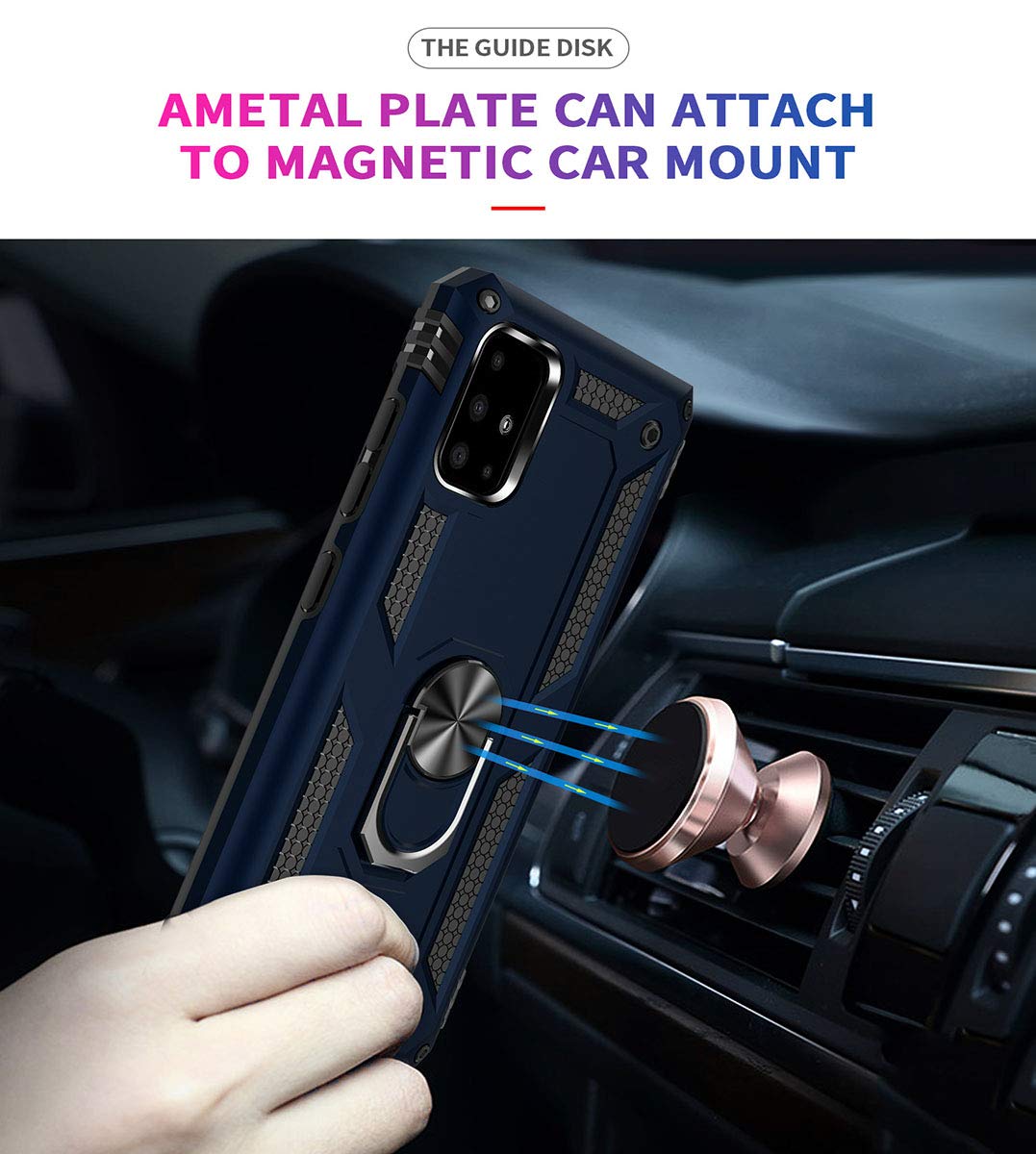 ADDIT A71 5G Case, Samsung Galaxy A71 5G Case [ Military Grade ] 15ft. Drop Tested Protective Case with Magnetic Car Mount Ring Holder Stand Cover for Samsung Galaxy A71 5G - Blue