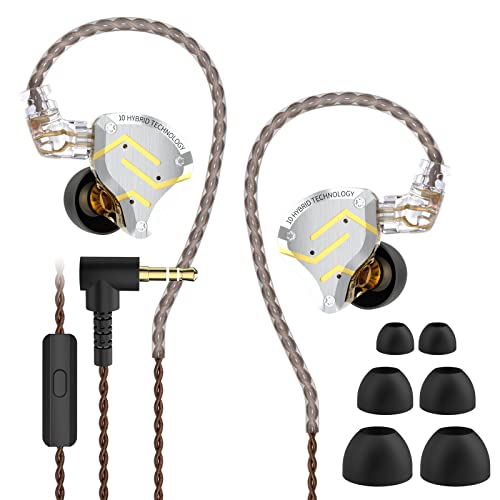 Wired Earbuds, in Ear Headphones, IEM Earphones, Wired Earbuds with Microphone, Earphones Wired with 4BA+1DD Hybrid 10 Drivers HiFi Bass in Ear Monitor, Noise Cancelling Earbuds Wired ZS10 Pro