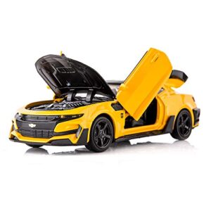 bdtctk camaro bumblebee car model toy 1/32 zinc alloy casting pull back car sound and light toys for kids boy girl gift (yellow)