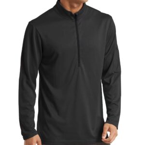 MAGCOMSEN Men's Long Sleeve Active Zipper Shirts Quick Dry Half-Zip Pullovers Tactical Shirt Athletic Shirts for Men Running Shirts Gym Shirts Black