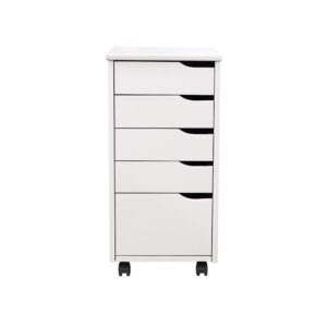 adeptus original roll cart connect solid wood, 4+1 drawer narrow drawers roll carts, white