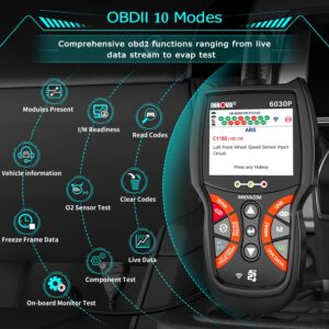 INNOVA 6030P OBD2 Scanner Diagnostic Tool -Read/Erase ABS Codes-Check Engine Light-Car Scanner Live Data with Battery & Alternator Test-Code Severity Levels-Full OBDII Modes