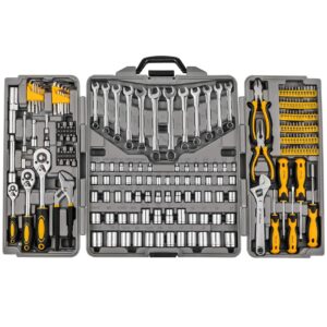 205 piece mechanics tool set, socket wrench auto repair tool pliers combination mixed hand tool set kit with box organizer storage case