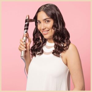 INFINITIPRO BY CONAIR Frizz Free 1-inch Titanium Ceramic Curling Iron, 1-inch barrel produces classic curls – for use on short, medium, and long hair