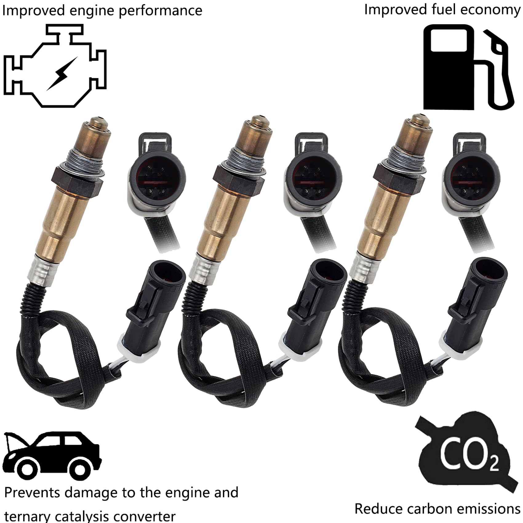 Dropwater 2 Pcs Upper O2 Sensors and 1 Pcs Lower O2 Sensor Replacement for Ford 1997 1998 1999 2000 Ranger V6 4.0L 3.0L,Replaces#234-4403,Set of 3pcs