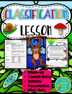 classification printable lesson