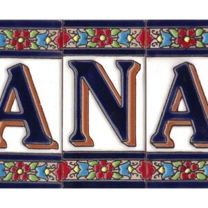 TORO DEL ORO House Numbers & Letters on Enamel Ceramic Tile Hand Painted Technical Dry Rope Names & Address Design Medium Flower 5.5 x 10.5 cm (Letter "C")