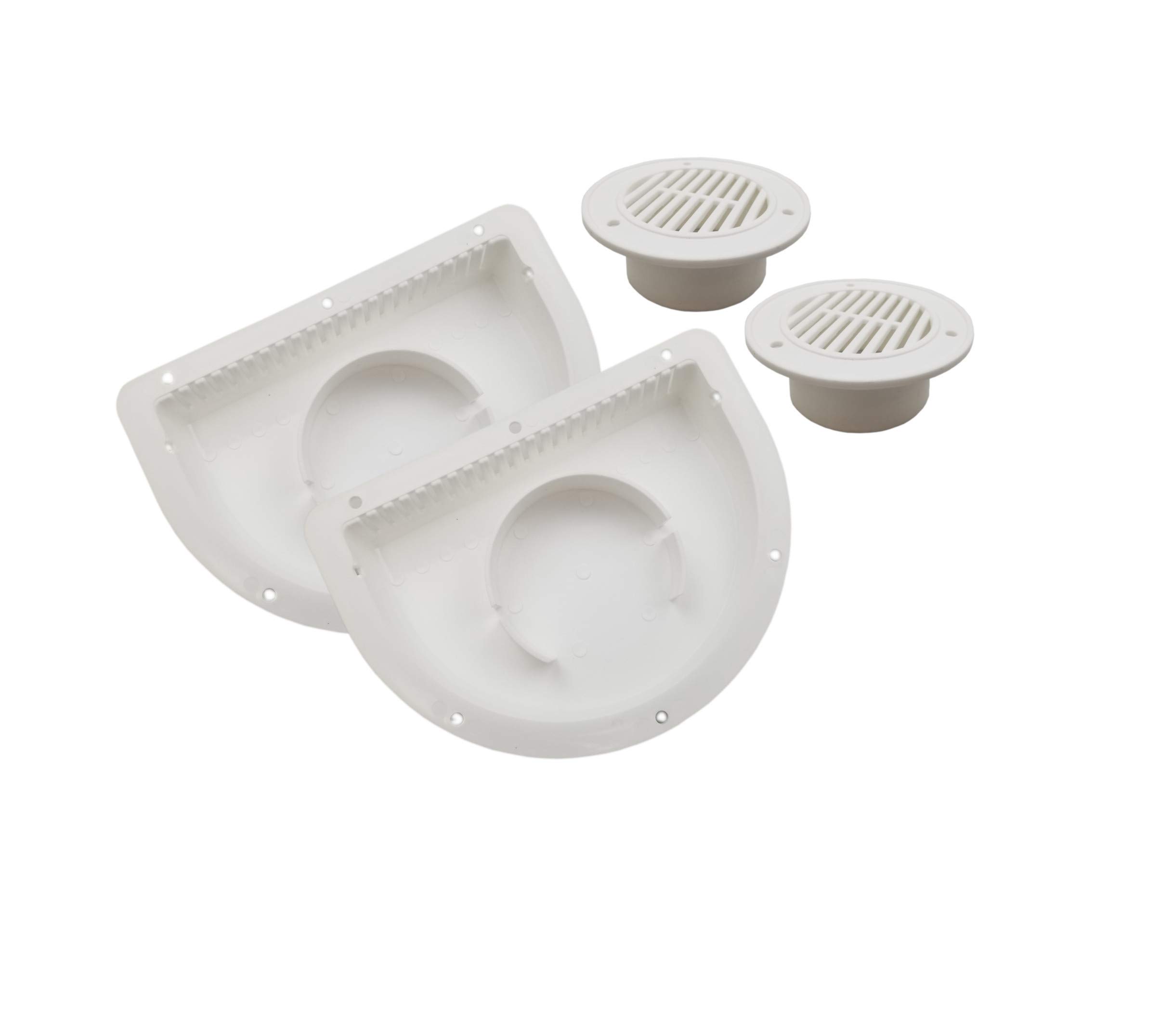 Class A Customs | RV ATV Cycle Truck Cargo Work Trailer Half-Moon Side Air Vents | Two Pack | White