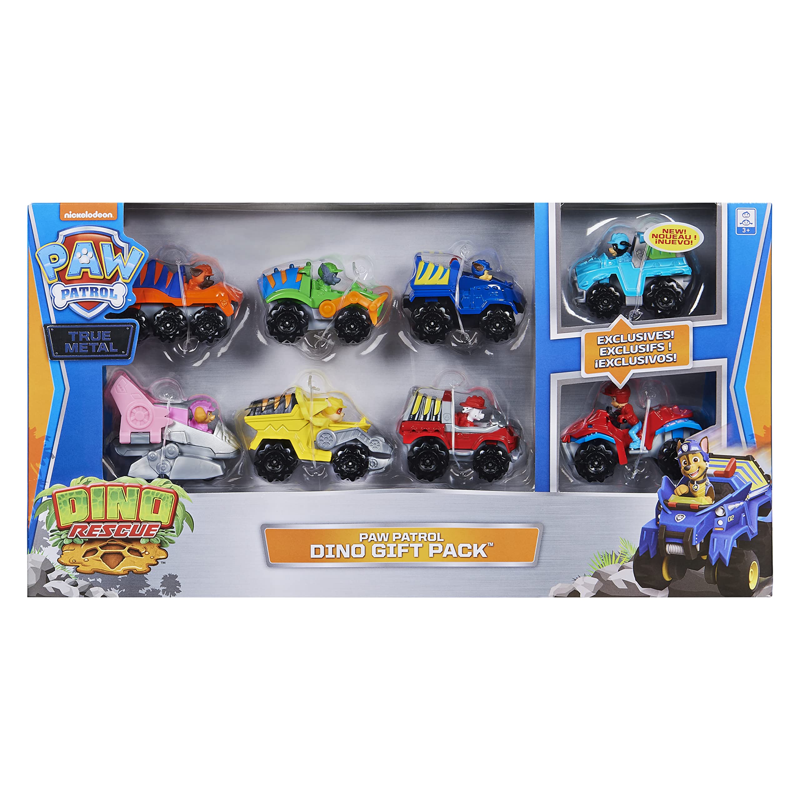 PAW Patrol, True Metal Dino Rescue Gift Pack of 8 Collectible Die-Cast Vehicles, 1:55 Scale