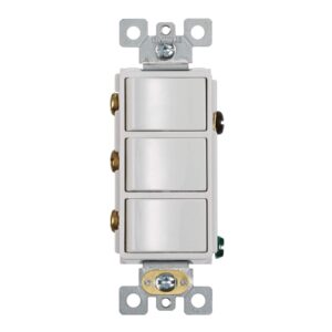 broan-nutone p3rw three-rocker switch for bathroom exhaust fan, white wall control knob