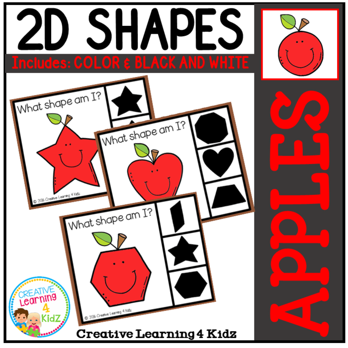 Shape Clip Cards: Apples