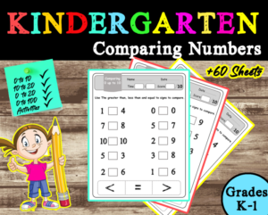 kindergarten comparing numbers | printable worksheets +60 sheets.