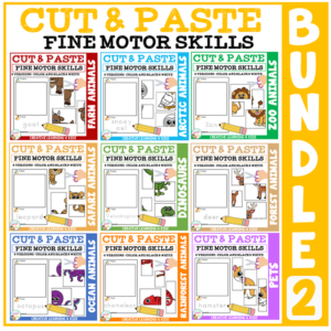 cut and paste fine motor skills puzzle worksheets: bundle 2