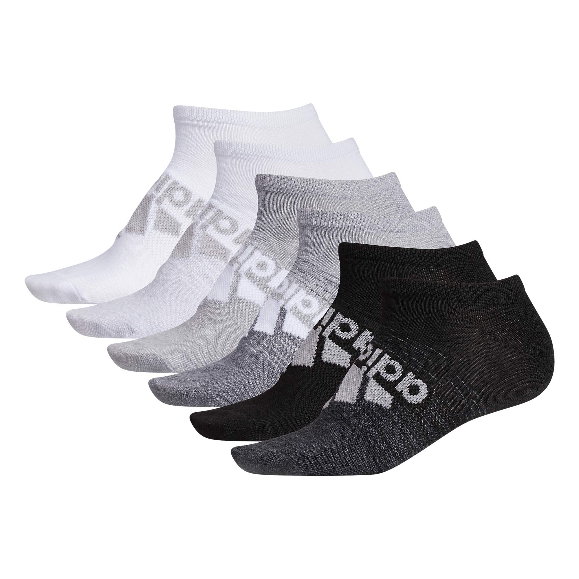 adidas Women's Superlite Badge of Sport No Show Socks (6-Pair), Black/Grey/CoreWhite, Medium