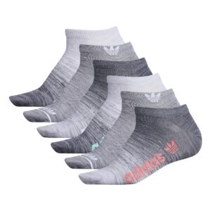 adidas Originals Women's Originals Superlite Gradient 6-Pack No Show, Grey-Onix Space Dye/Grey-Clear Onix Space Dye/White-Clear Onix Space D, Medium