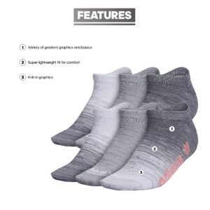 adidas Originals Women's Originals Superlite Gradient 6-Pack No Show, Grey-Onix Space Dye/Grey-Clear Onix Space Dye/White-Clear Onix Space D, Medium