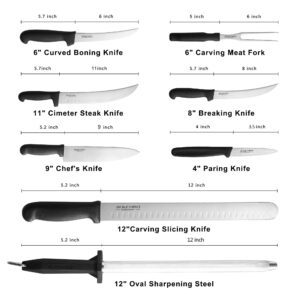 BOLEXINO Professional 9 Piece BBQ Knife Set,Knife Roll,Outdoor Cooking Knife Set,Japanese style Premium stainless Steel Chef Knife Set,Ultimate Grilling Set with Carrying Bag