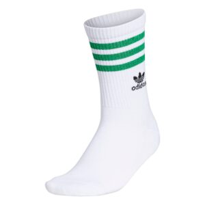 adidas originals unisex-adult roller crew socks (1-pair), white/green/black, medium