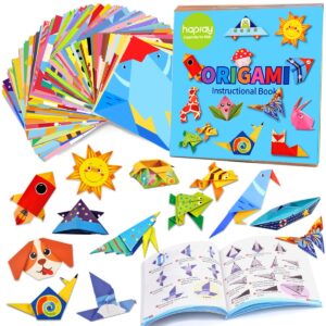 hapray origami kit for kids ages 5-8 8-12, with guiding book, 98 sheets paper with 47 patterns, diy art and craft projects, beginners children's day gift boy girl
