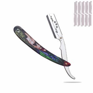 joker coated barber straight edge salon hair cut razor 100% stainless steel with blades by "flame star"