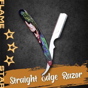 Joker Coated Barber Straight Edge Salon Hair Cut Razor 100% Stainless Steel with Blades By "FLAME STAR"