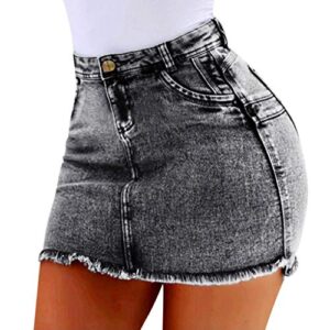 listha women summer short jeans denim female pockets wash denim mini skirts