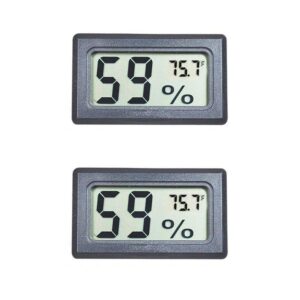 2-pack mini digital electronic temperature humidity meters gauge indoor thermometer hygrometer lcd display fahrenheit (℉) for humidors, greenhouse, garden, cellar, fridge, closet
