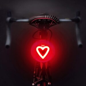 aailucky bike tail light, rechargeable led bicycle rear light for night riding, cute bike accessories, bright heart shape taillight, cycling safety warning light for adult kids, 5 modes, waterproof