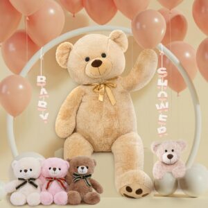 Tezituor Giant Teddy Bear 5 Feet Tall - Light Brown Life Size Teddy Bear Stuffed Animals 59" - Fluffy Huge Teddy Bear with Footprints - Cuddly Love Gift for Girlfriend