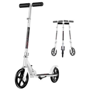 wrrac-trampolines freestyle sports kick scooter commuter scooter height-adjustable dual suspension system large 200mm wheels quick-release folding system durable push scooters for adults teens